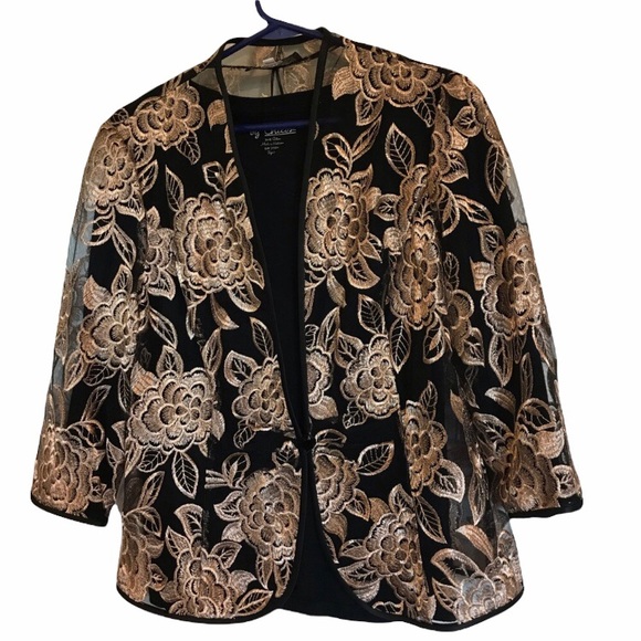 Alex Evenings Jackets & Blazers - Black Alex Evenings jacket gold embroidered large